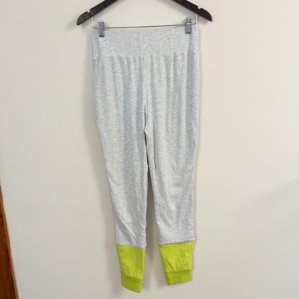 By Egreis Colorblock Neon Joggers High Rise Soft Knit Gray Size Medium Cotton